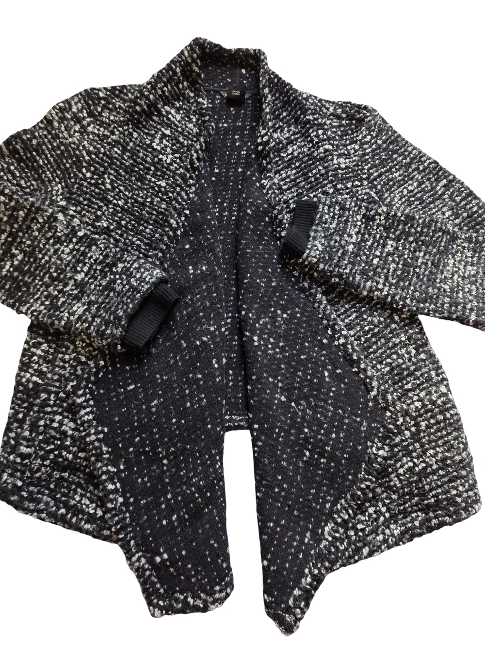 Club Monaco Black & White Speckled Open-Front Cardigan
